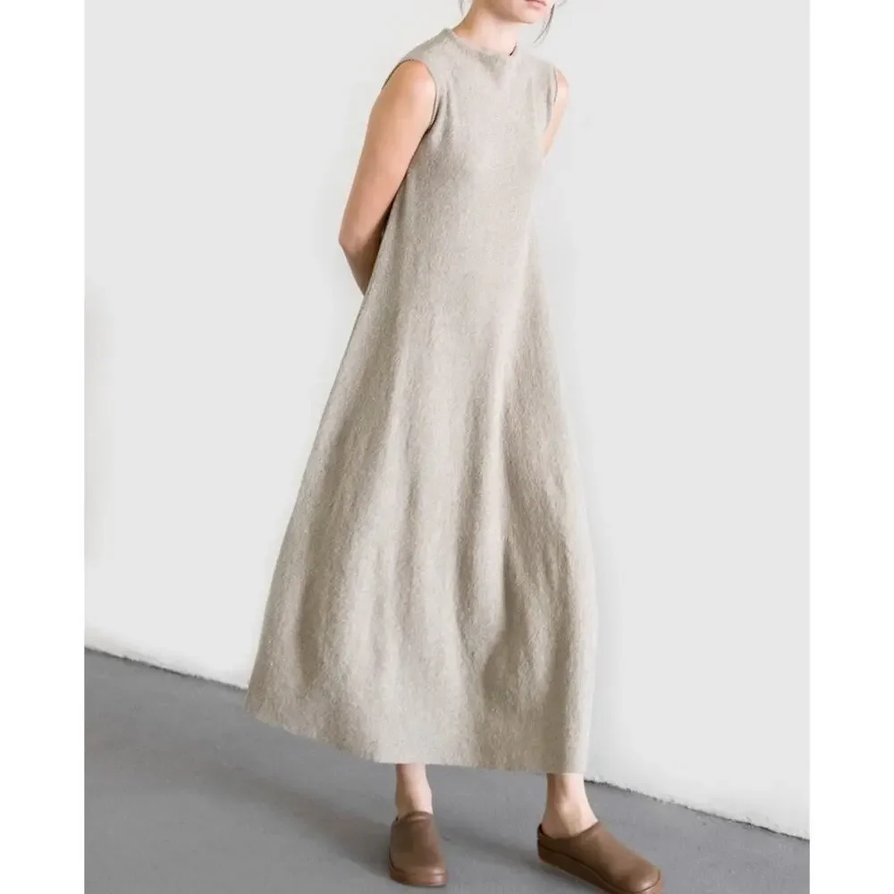 Lauren Manoogian Cotton Bouclé Shell Dress Size 1 Small Pumice Taupe NWT $530 - Picture 1 of 16
